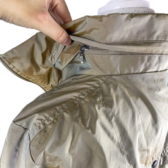 Cole Haan Womens Packable Hidden Hood Iridescent Trench Raincoat Jacket Womens L - Picture 6 of 15